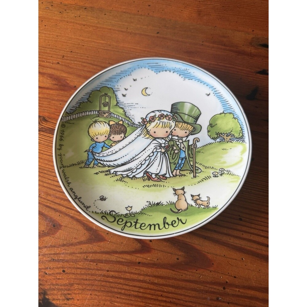 1966 Joan Walsh Anglund September plate West Germany 7.75” Bride & Groom wedding